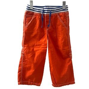 Mini Boden Boys Orange Cotton Pull On Convertible Pants Shorts Sz 2-3